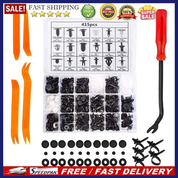 415pcs Car Bumper Retainer Clip+Screwdriver+4xTools+5xZip Tie+20xSponge Washers