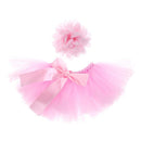 2pcs/set Baby Girls Flower Hairband Bowknot Tutu Skirt Photo Props (0-1M)