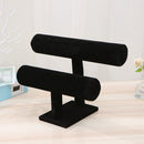 Velvet Bracelet Bangle T-Bar Rack Watch Jewelry Display Stand (Black2 Tier)