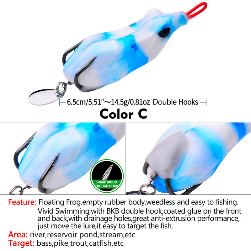 Topwater Crankbait Artificial Fishing Bait 6.5cm 14.5g Ray Frog Lures with Hooks