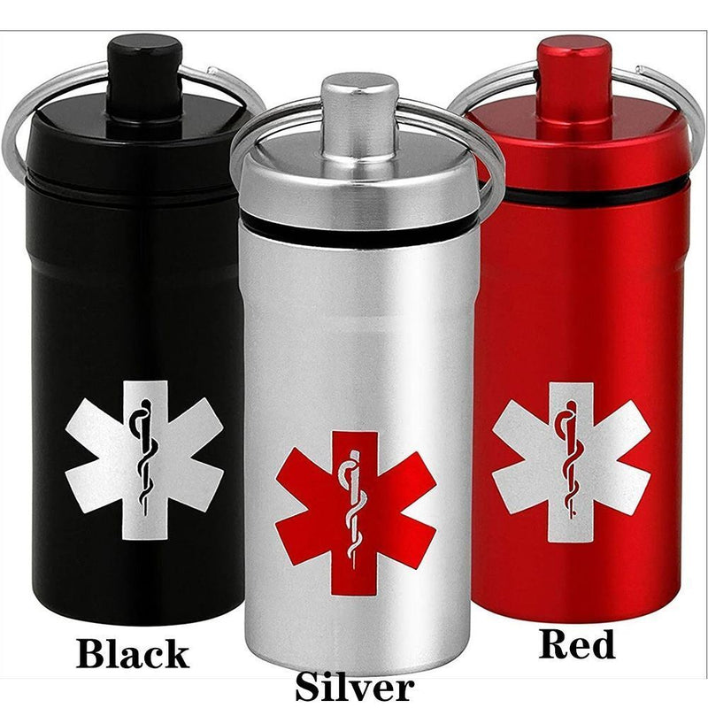 EDC Sealed Medicine Keyring Keychain Pill Box Bottle Holder Container