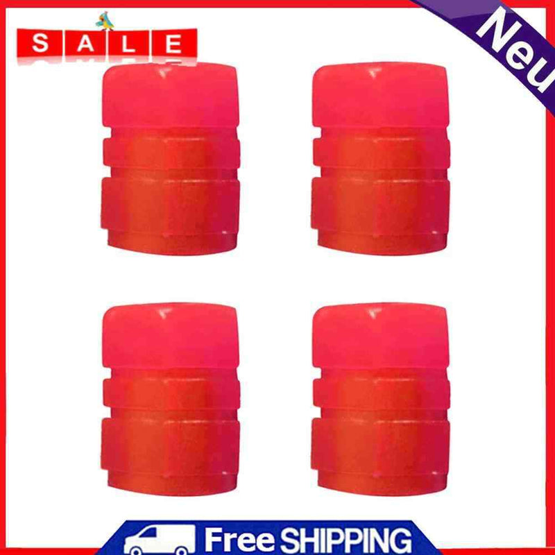 4pcs Luminous Tire Cap Tire Rim Stem Cap Rim Stem Covers for Motorcycles (Red)