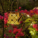LED Solar Watering Can Lamp Garden Shower Art Metal Iron Kettle Light (B) Newly