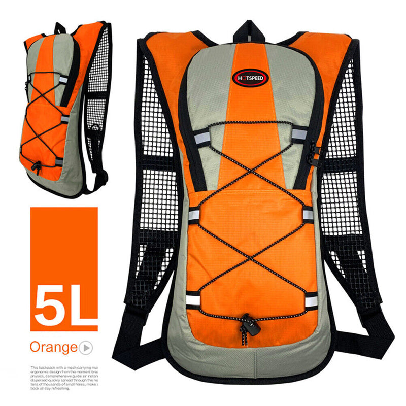 5L Bike Outdoor Sport Cycling Water Bag Backpack Bladder Rucksack (Orange)