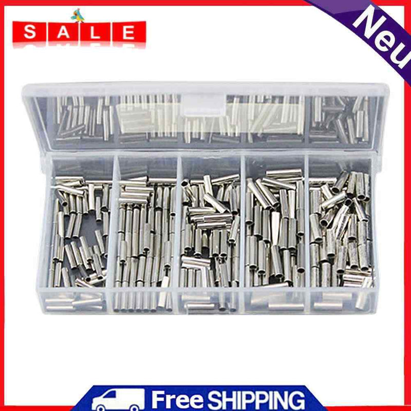 5 Size Single Barrel Crimping Sleeves Fishing Line Wire Leader Copper Tubes