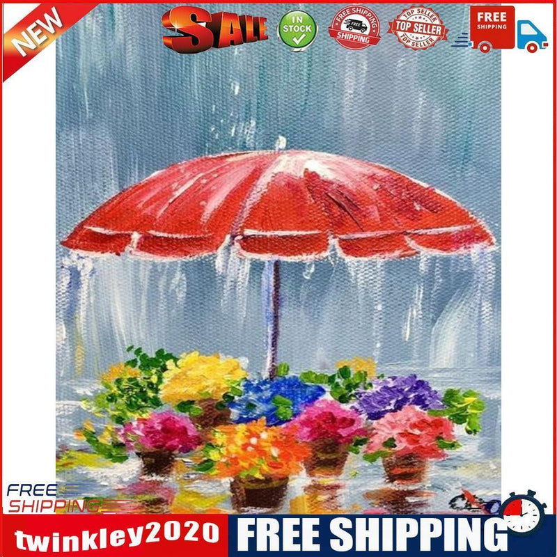 Umbrella Flower Drawing Frameless DIY Oil Paint by Number Canvas Home Decor