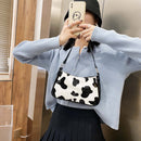 Women Cow Printed Shoulder Underarm Bag Lady PU Casual Travel Handbags Purses