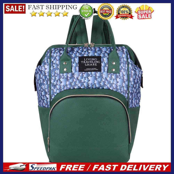 Fashion Plant Print Mommy Travel Backpacks Large Maternity Nappy Top-handle B