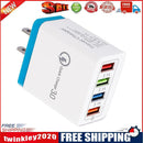 4 USB Travel Charger 3A Fast Charging Charger US Plug Adapter(Sky Blue)5PCS
