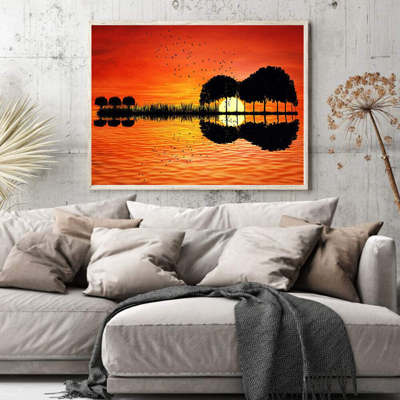 Canvas Painted Oil Paint By Numbers Guitar Scenery DIY Home Wall Art Decor