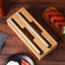 #A Bamboo Wood Wrap Dispenser Cutter Food Wrap Cling Film Holder Organizer Kitch