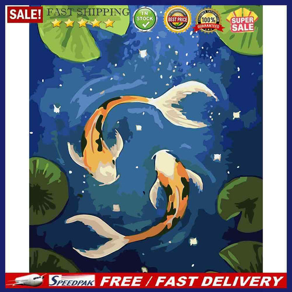 Goldfish in the Pond Oil Paint By Numbers DIY Canvas Wall Art Picture Home