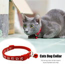 Pet Cat Dog Collar with Bell Footprint Buckle Adjustable Neck Strap (Red) Newly