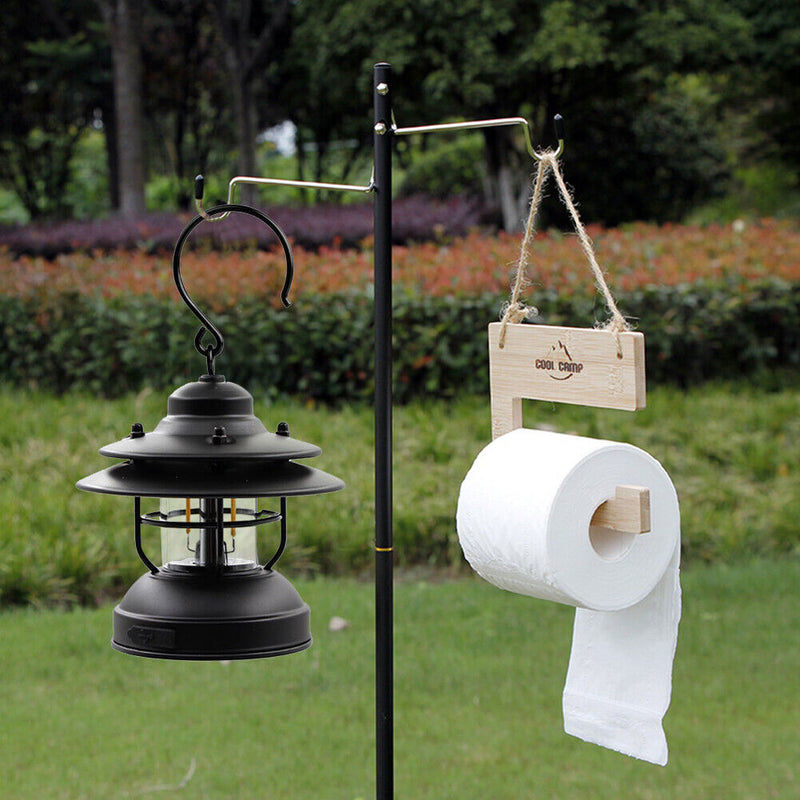 Outdoor Camping Hiking Foldable Light Post Pole Kit Detachable Lantern Stan