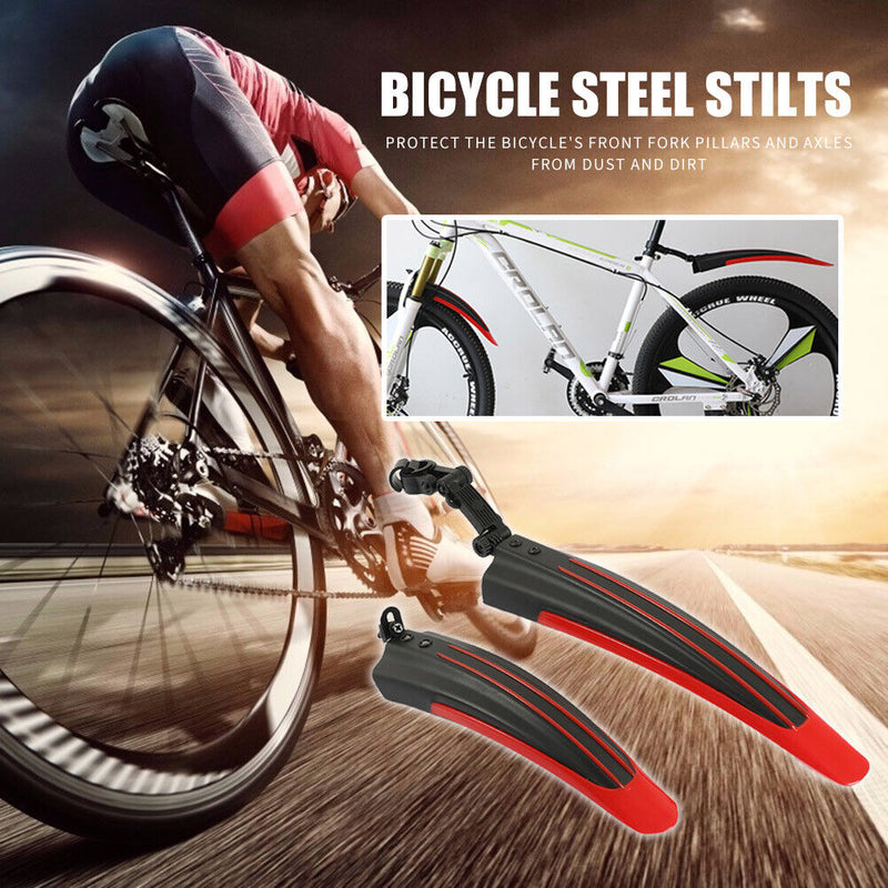 2pcs Mountain Bicycle Splash Fender Guard Bike Rear Front Mudguard (Red) Newly
