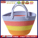 Rainbow Straw Women Handbag Purse Totes Woven Cotton Straw Summer Top-Handle Bag