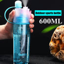 Plastic Spray Cool Summer Sport Water Bottle Portable Drink Kettle (Blue) Newly