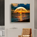 5D DIY Full Drill Square Shape Sea Sunrise Rhinestone Diamond Drawing for Home