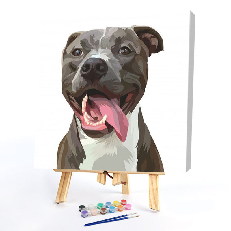 Animals Paint By Numbers Frameless DIY Handmade Picture On Canvas (Dog)
