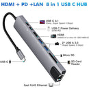 SD TF RJ45 USB 3.0 4K HDMI USB C HUB PD Charging Type-C Splitter For Laptop PC