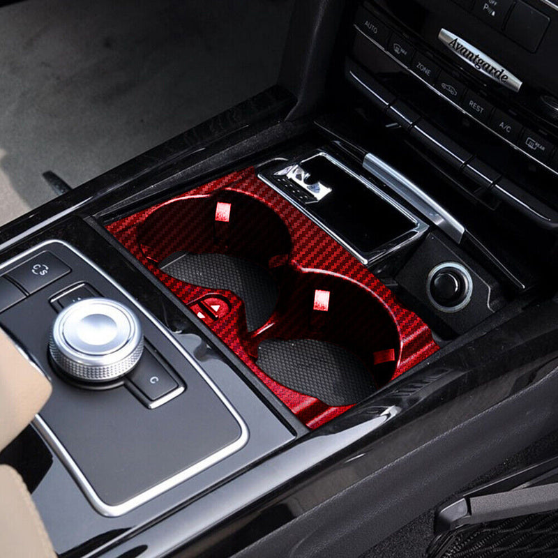 Car Center Console Water Cup Holder for Mercedes W212(Red carbon fibre)