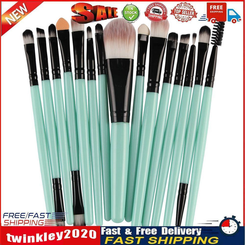 15pcs Eyeshadow Makup Brushes Tool Eye Powder Brush Set?Green Black? Newly