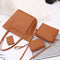 4pcs/set Shoulder Handbags Leather Women Crossbody Clutch Card Bags (Brown)