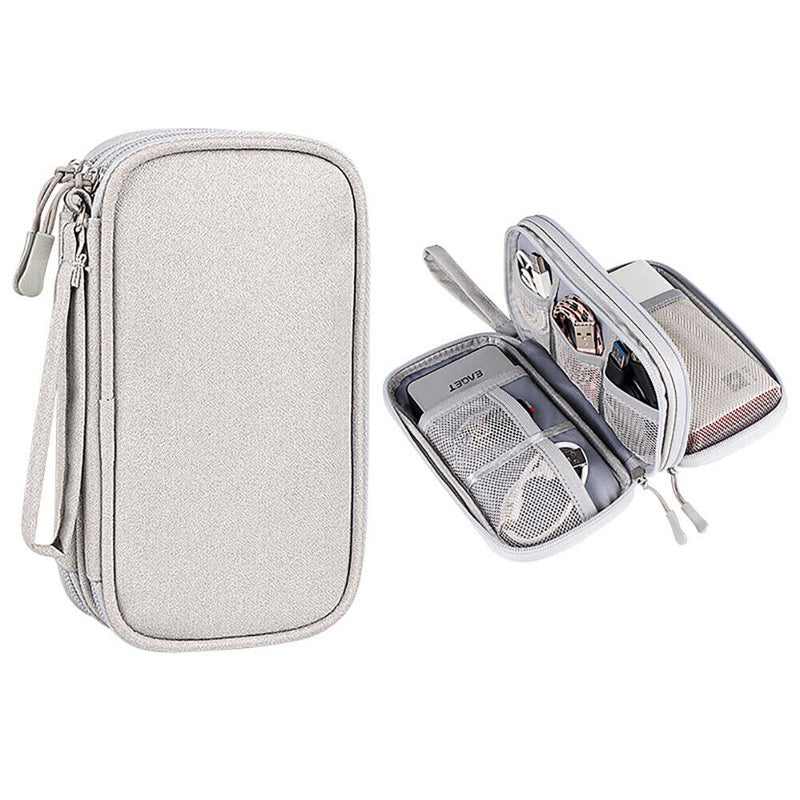 Digital Storage Bag Organizer Portable Data Cable Earphones Holder (Grey) Newly