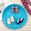 Girl Drop Ear Stud Plush Fashion Cartoon Animal Earrings Bear Panda Ear Clip