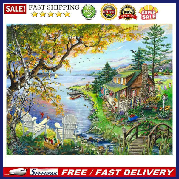 Beach House Chair Oil Paint By Numbers Kit DIY Acrylic Painting on Canvas Decor