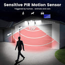 3 Head Motion Sensor Solar Lights Waterproof Remote Control Lamp (122LED) Newly