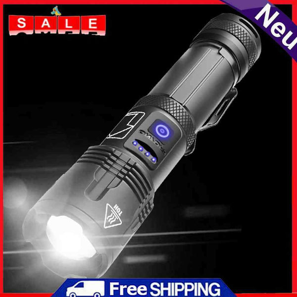 Aluminum Alloy LED Telescope Zoom Flashlight, 5 Modes, Waterproof Hand