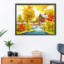 11CT Cotton Thread Landscape Autumn Stamped Embroidery Canvas Set Embroidery DIY