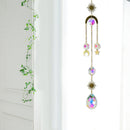 Metallic Hoop Moon Sun Crystal Pendant Wind Chime Hanging Drop Garden Decoration