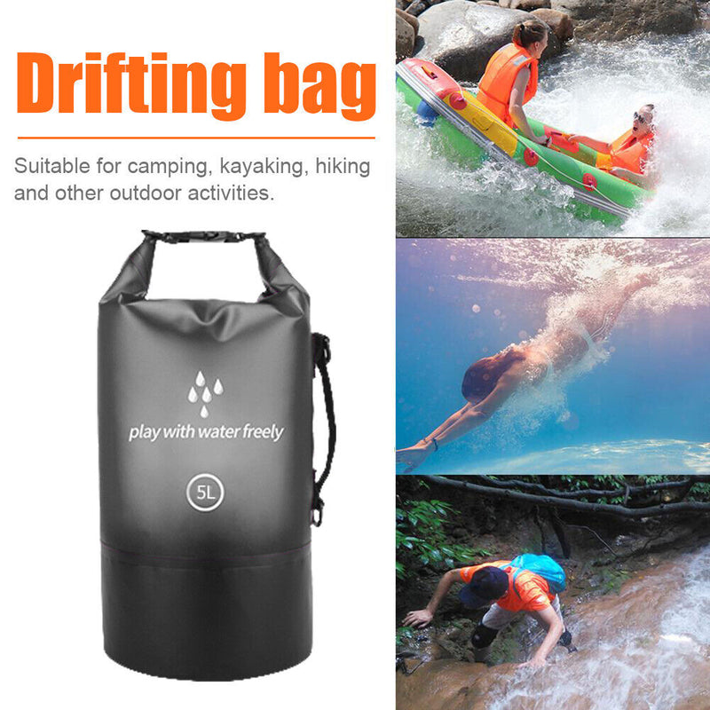 PVC Waterproof Dry Bag Swimming Kayaking Boating Drift Storage (Black 5L)