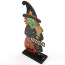 Halloween Wooden Ornaments Desktop Decorations Pumpkin Witch Cartoon Black Cat