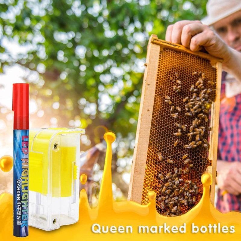 Beekeeper Marker Bottle with Marking Pens Queen Beekeeping Tool (Red)