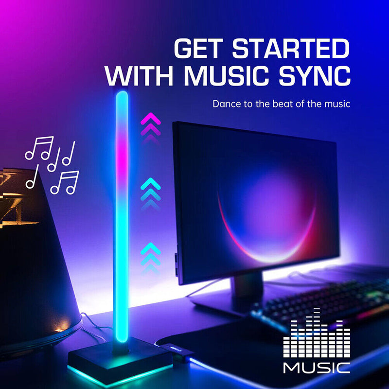 2pcs RGB LED Rhythm Strip Light Kits Voice-Activated Decor Music Lamp Bar Newly