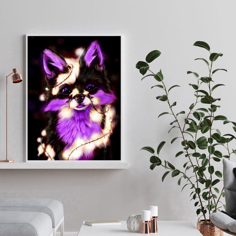 Purple Fox Oil Paint By Numbers Kits Canvas Drawing DIY Coloring Picture for Kid