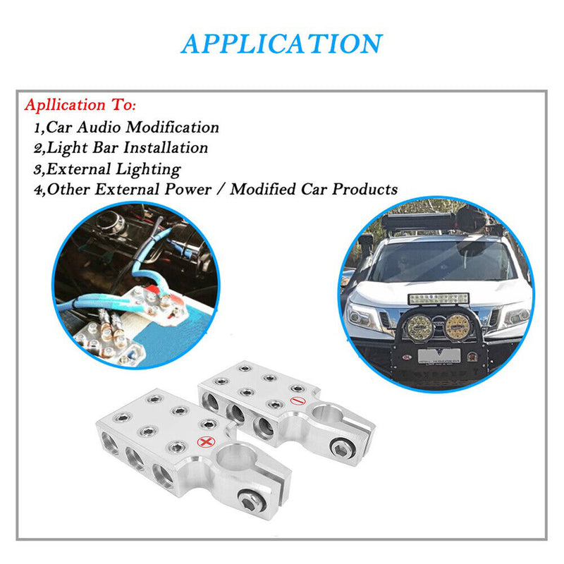 2pcs Car Audio Battery Terminal Connectors Positive Negative Battery Clamps