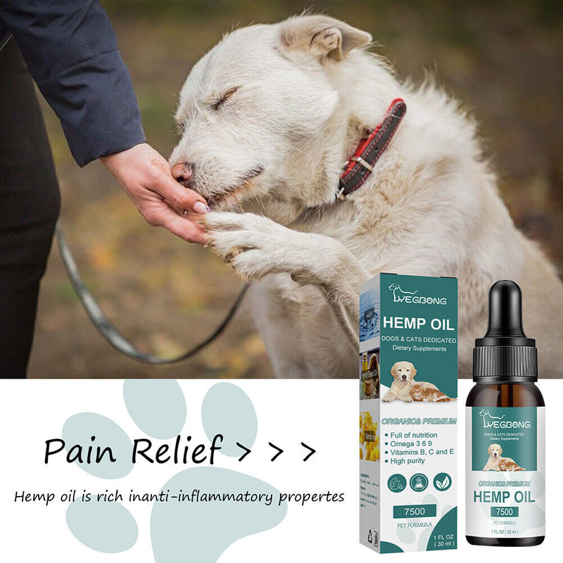 Pet Pain Relief Oil Calming Aid for Cats Dogs Joint Support Immune Skin Health