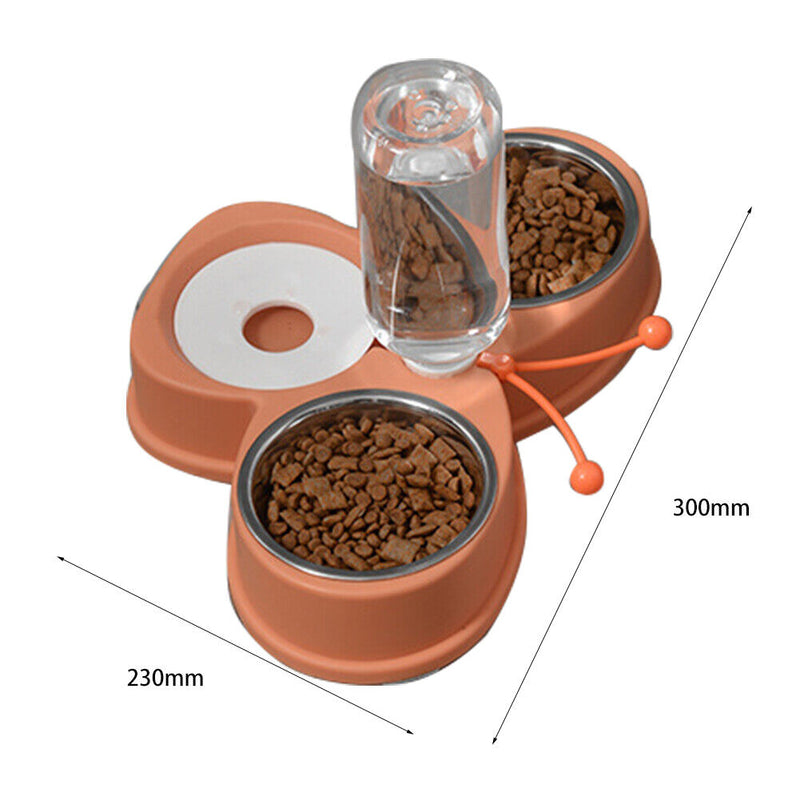 Cat Food Bowl Automatic Feeder Water Pet Dog Food Drink Dish Bowl (Orange) Newly