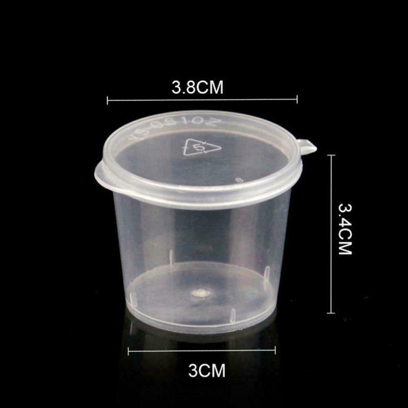 100x/Set Small Plastic Sauce Cups Food Storage Containers Clear +-Lids B hot.