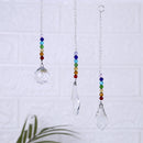 Crystal Ornaments 3 Pack Clear Glass Crystal Hanging Decoration with Chain