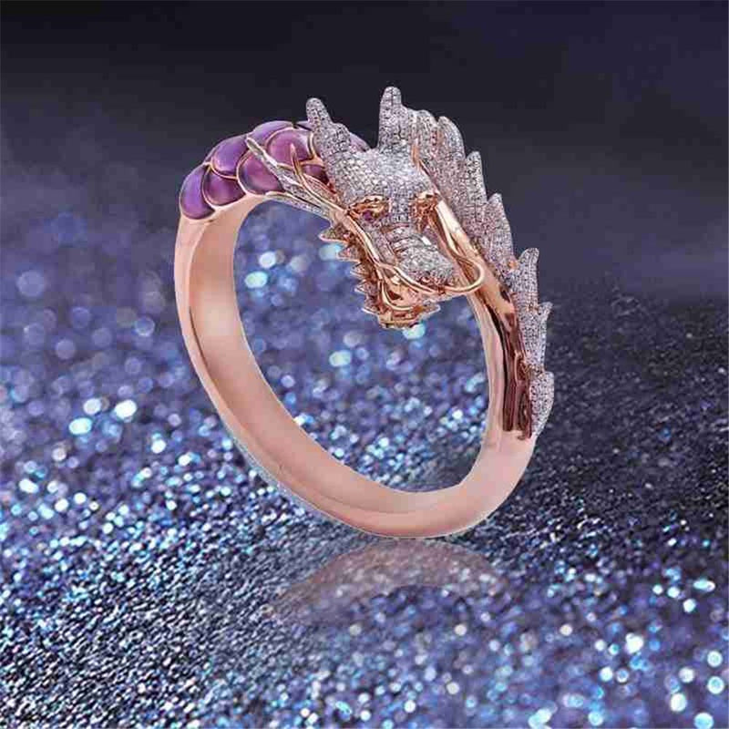 Engagement Crystal Wedding Band Rings Dragon Rings Gothic Rhinestone Zircon