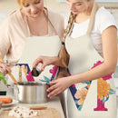 Flower M Printed Linen Apron Waterproof Kitchen Cooking Bibs (82x68cm)