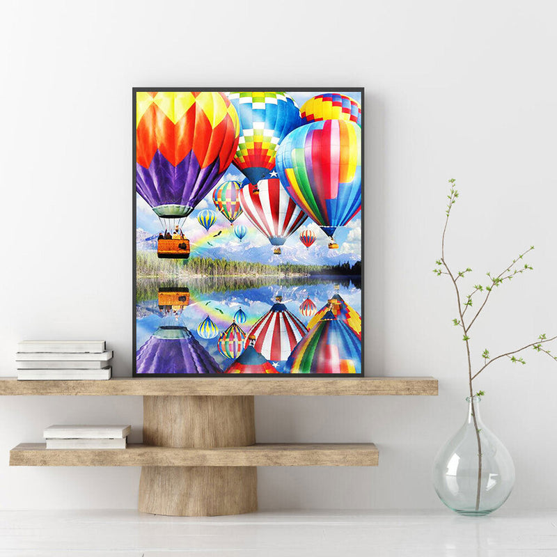 Hot Air Balloons Oil Paint By Numbers DIY Handpainted on Canvas Wall Picture Kit