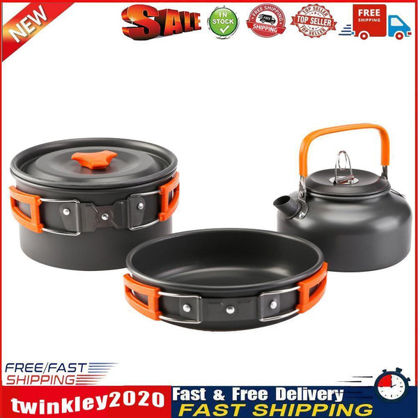 Ultra-Light Outdoor Camping Cookware Water Kettle Pan Set Alumina (Orange) Newly