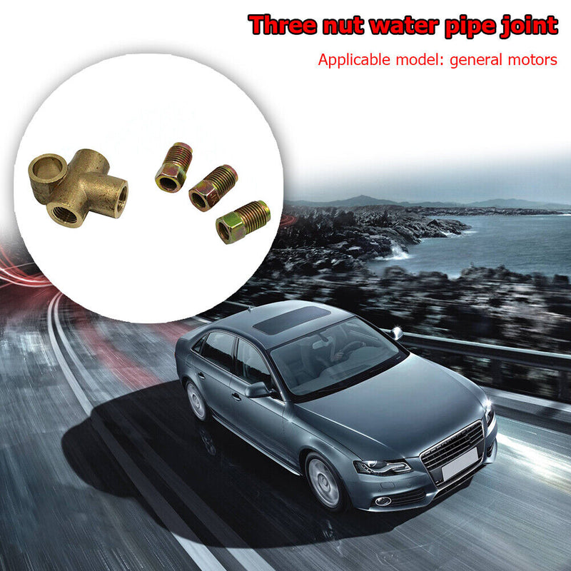 3 Way Tee Piece Brake T M10 Union + 3 Male Nuts for 3/16 inch Brake Pipe