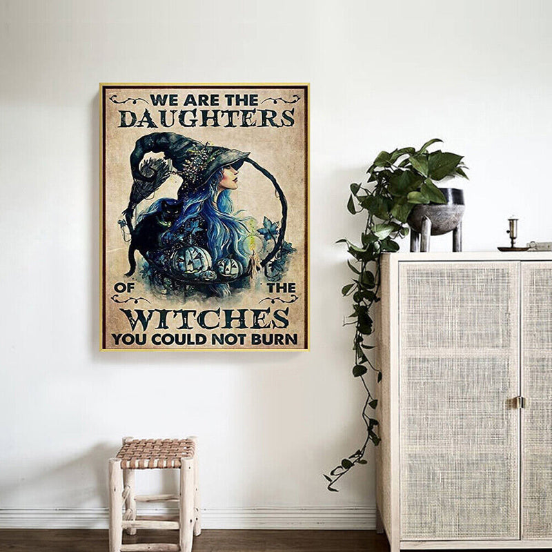 Retro Poster Witch Painting Oil Paint By Numbers Wall Art Home Room Decoration